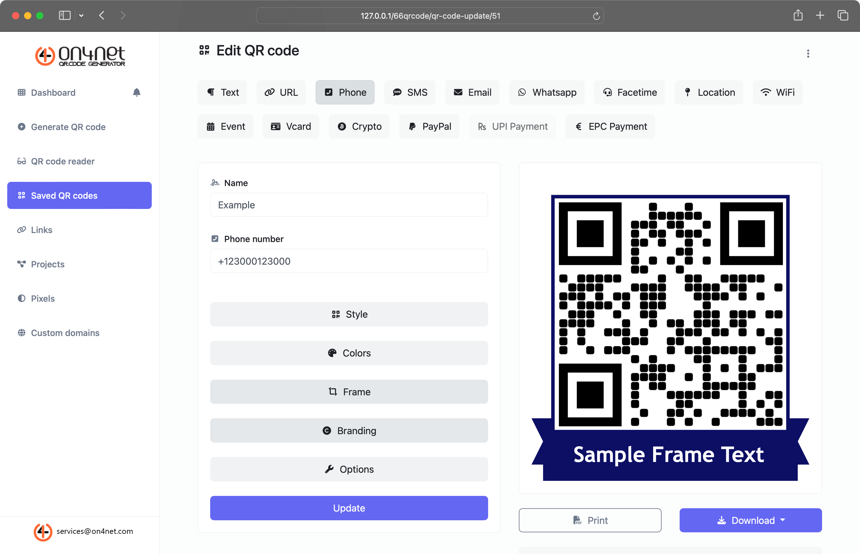 QR kodu oluşturucu sayfasının ekran görüntüsü